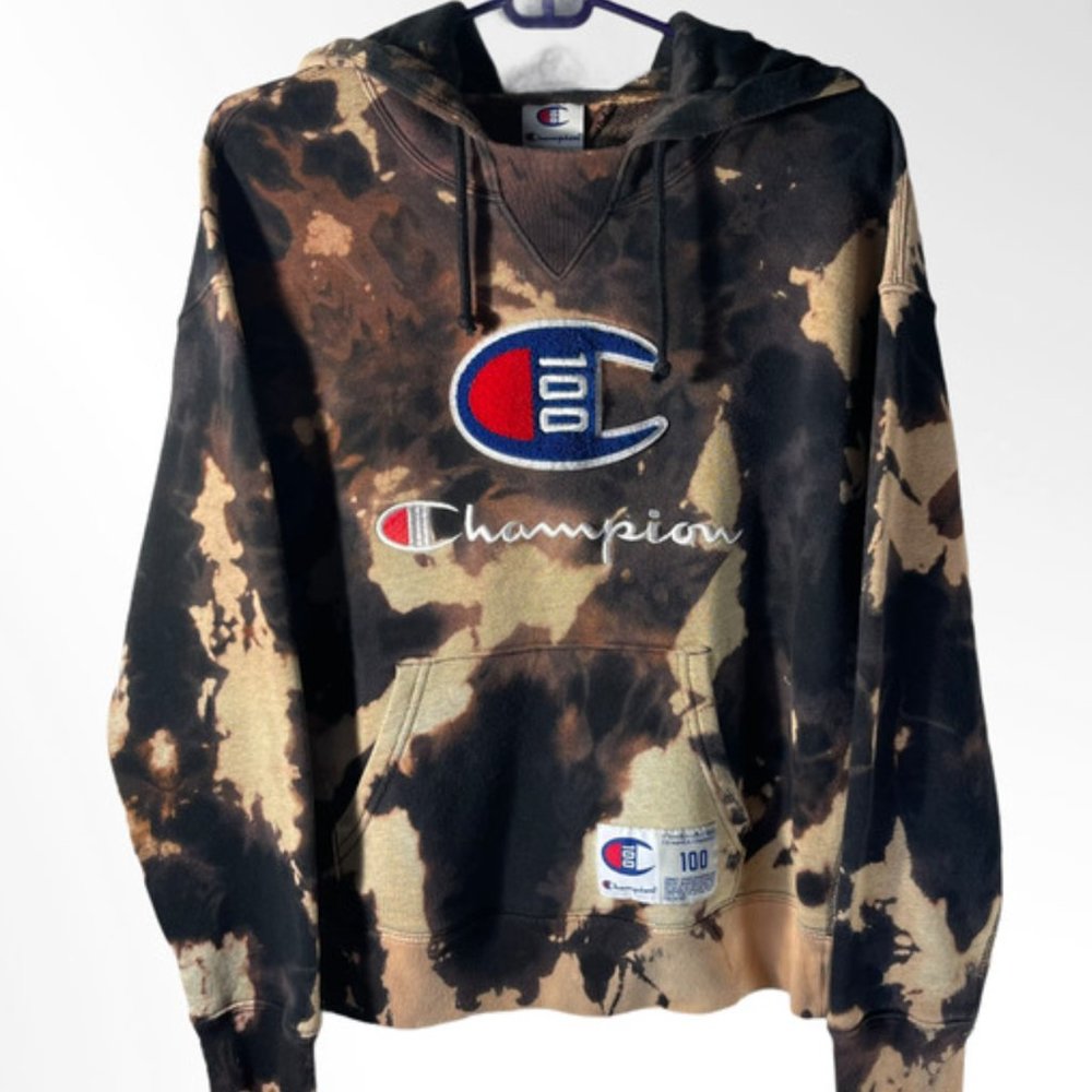 Custom Tie Dye Champion Logo Hoodie